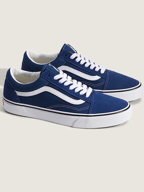 Vans Old Skool Blue Canvas Sneakers with White Stripe Women’s 7